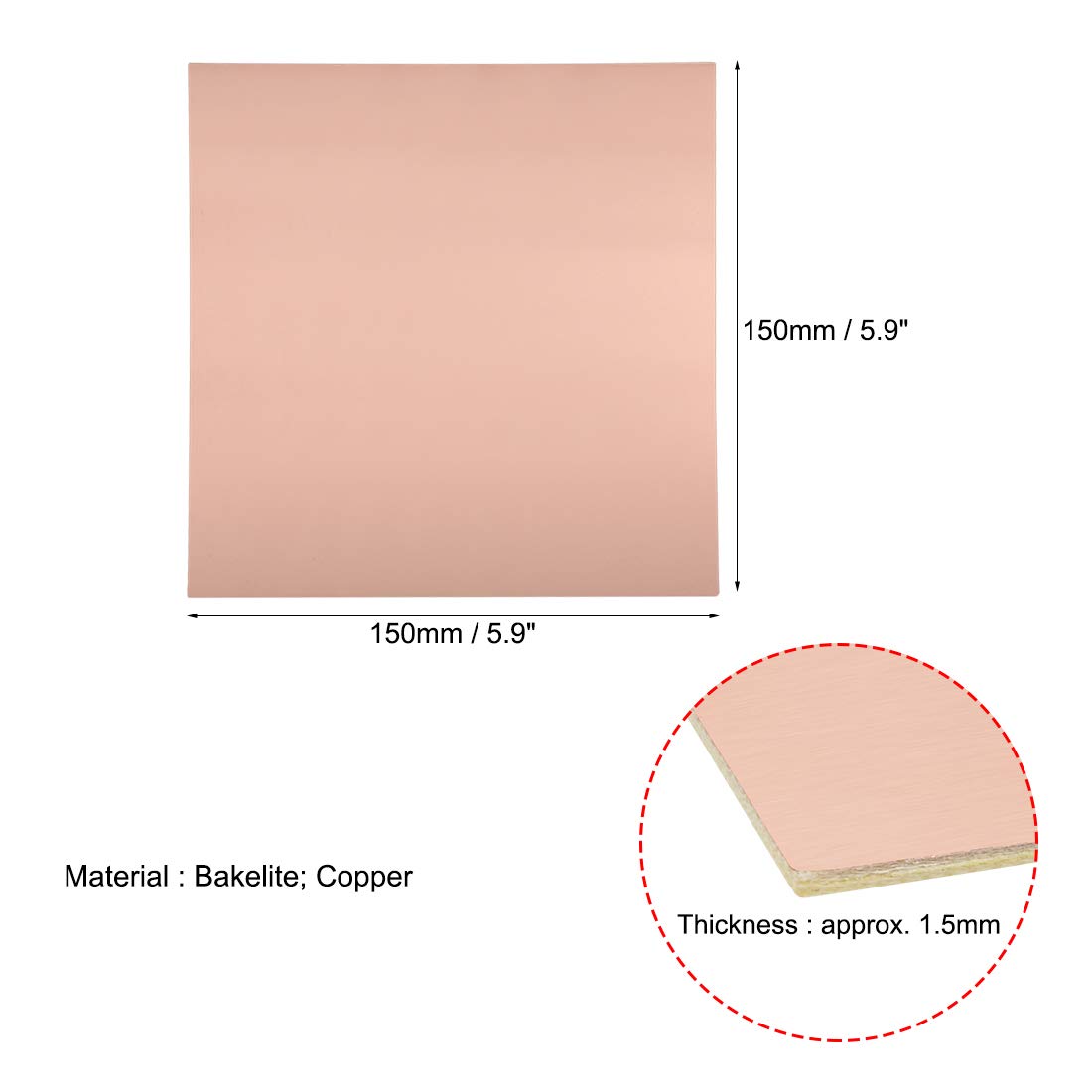 sourcing map Single-Sided Copper Clad Laminate PCB Circuit Board, 200x150mm 7.87x5.91 inch - Image 3