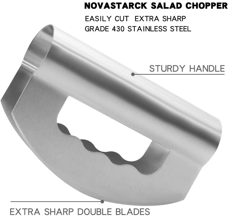 Salad Chopper Knife with Double Blade Stainless Steel Sharp Mezzaluna