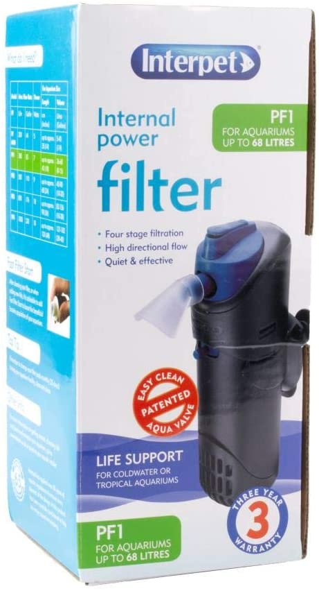 Interpet Internal Aquarium Fish Tank PF1 Power Filter, Cleans Water, for Coldwater & Tropical Aquariums Up to 68 Litre, black/blue - Image 3