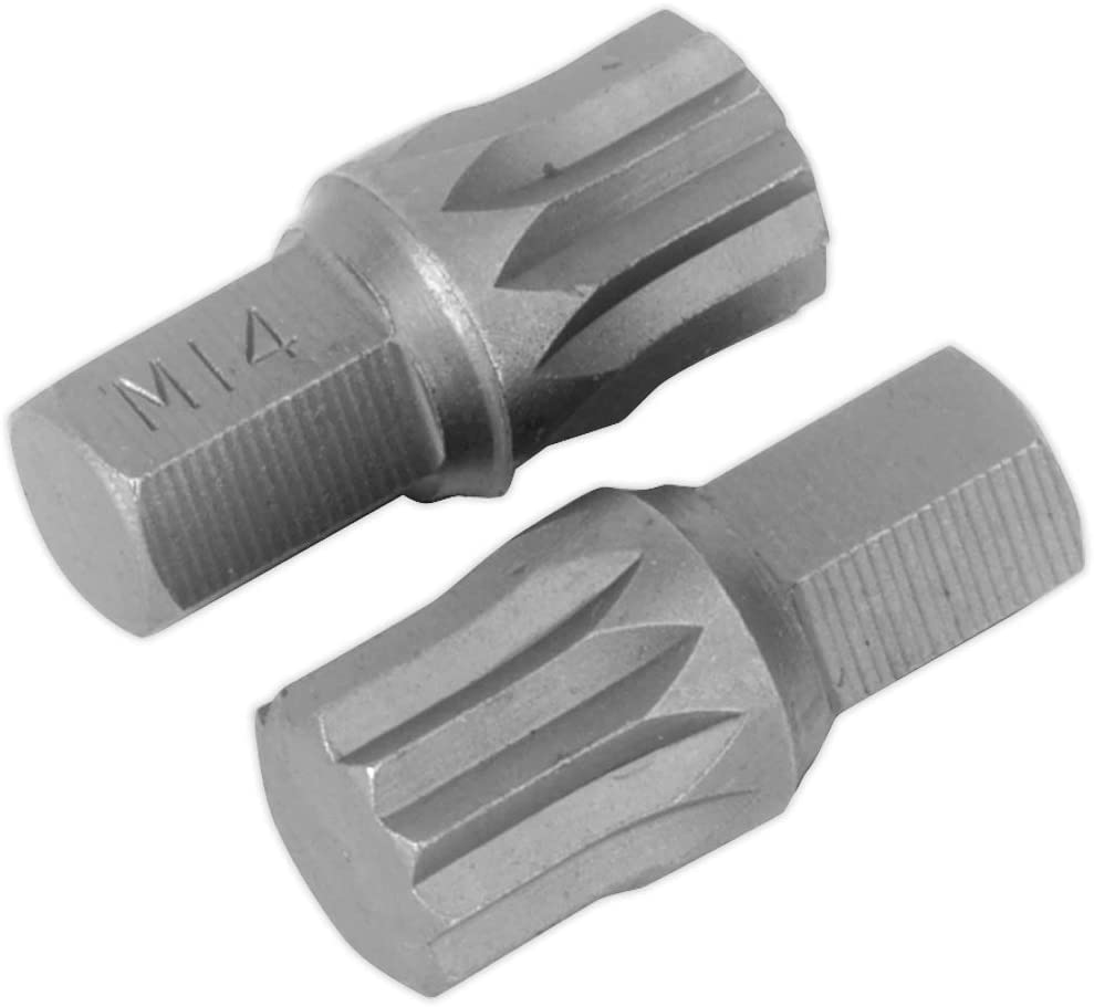 Sealey AK5532 M14 x 30 mm Spline Bit Pack of 2, Silver