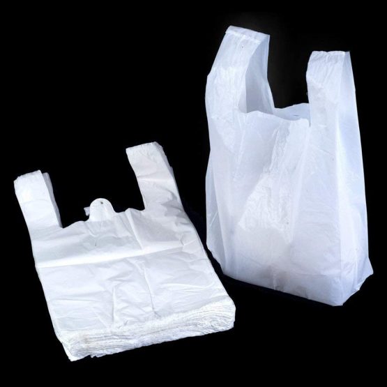 White Vest Style Plastic Carrier Bags - 13" x 19" x 23" - (1 box = 100 bags) - HEAVY DUTY - Image 2