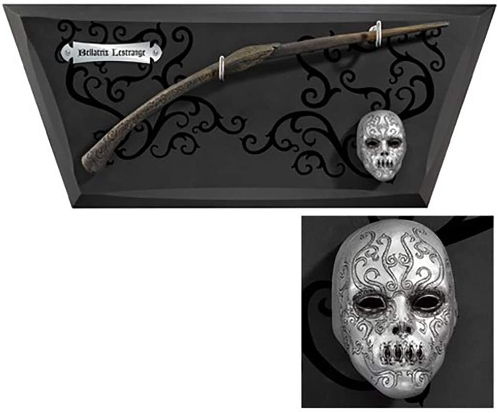 Harry Potter Bellatrix Lestrange Wand with Wall Display and Mini Mask, Multi Coloured