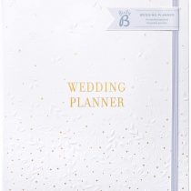 Busy B Wedding Planner - Beautiful white & gold spiral-bound wedding organiser with 6 tabbed sections and storage pockets. Perfect engagement gift.