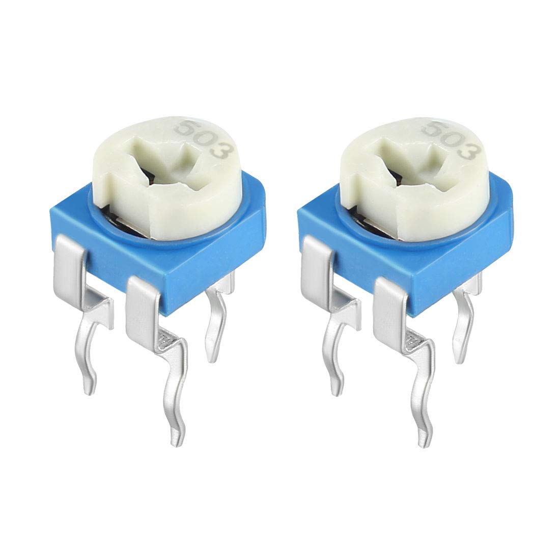 sourcing map 20 Pcs 50K Ohm Variable Resistors Top Adjustable Horizontal Cermet Potentiometer, 20Pcs-50K