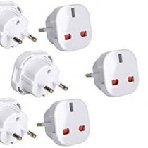Travel Adaptor White UK to EU Europe European Plug Adapter UK to EU, UK 3 Pin to Plug pack of 6
