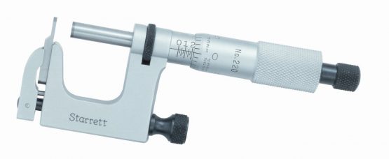 Starrett 220XRL-1 Mul-T-Anvil Micrometer, Ratchet Stop, Lock Nut, Carbide Faces, 0-1" Range, 0.001" Graduation