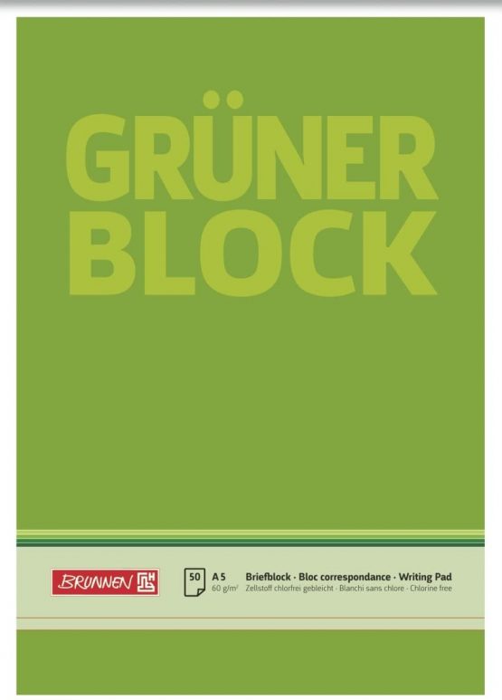 Brunnen Blank/Writing Pad/Green Block (A5 1052436 Writing Pad 50 Sheets, 60 g/m²)