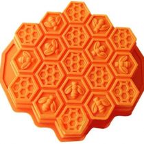 MEETOZ Cake Mold Honeycomb Mould Bee Soap Molds Silicone Molds Flexible Candy Chocolate 19 Cavities Dessert Baking (Orange)