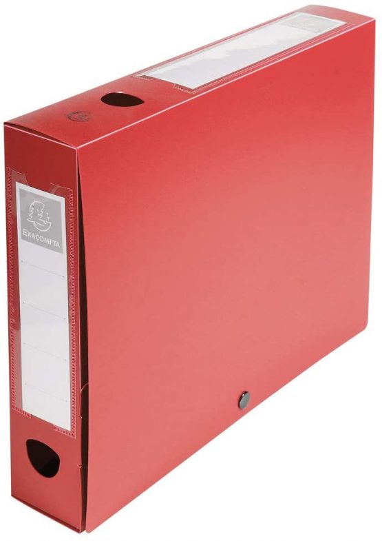 Exacompta A4 Plastic Filing Box, 6 cm Spine - Red