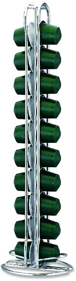 Fackelmann Nespresso 20992 Coffee Capsule Holder/Dispenser for 20 Capsules 2 Columns Metal Wire, Silver, 10 x 9 x 36.6 cm