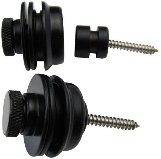 Musiclily Metal Flat Head Guitar Locking Strap Locks and Buttons Quick Release Security Straplocks for Electric Acoustic Guitar or Bass,Black (Set of 2)