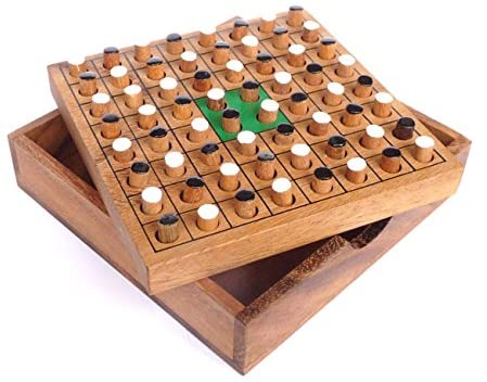Logica Puzzles Art. Othello - Board Game in Fine Wood - Strategy Game for 2 Players - Travel Version, Brown, Small