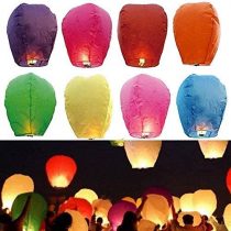 JRing 10 PCS Colorful Paper Chinese Flying Lanterns Fly Candle Lamps for Christmas, New Years Eve, Wish Party &Weddings