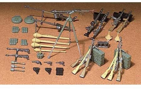 TAMIYA 35111 - 1:35 Diorama Set German Weapons Infantry (24), Model Building, Plastic Kit, Unvarnished