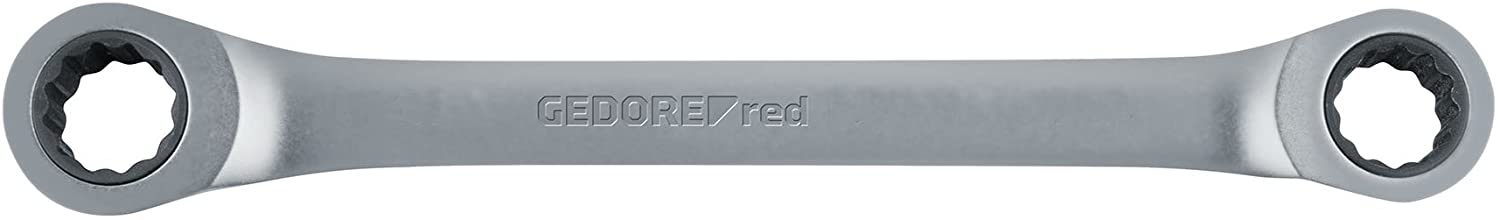 GEDORE Red Double Ring Ratchet Spanner Straight Shape Metric Spanner Size 12 x 13 mm
