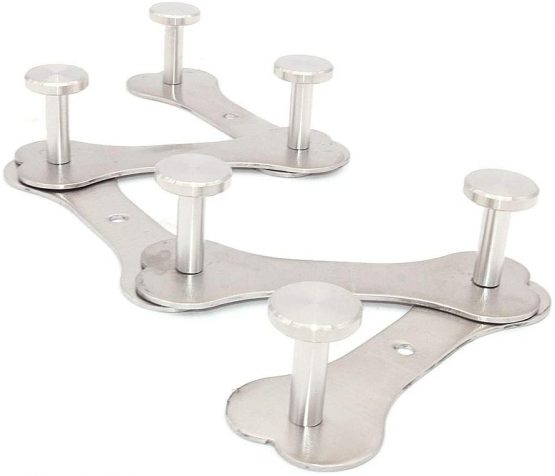 NUZAMAS Wall Mount Hook, 5 Hooks Stainless Steel Hanger, Coat Robe Hat Clothes Wall Mounting Hooks Heavy Duty Towel Rack Bathroom Kitchen Organiser - Flexible Shape