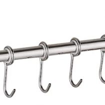 Kitchen Hanger Storage Hooks, Stainless Steel Space Saver ​Kitchen Utensil Rack, Wall Mounted Hanger Rack Rail Organize 6/8 Removable Hooks for Kitchen Bathrooms Hotel(6 Hooks)