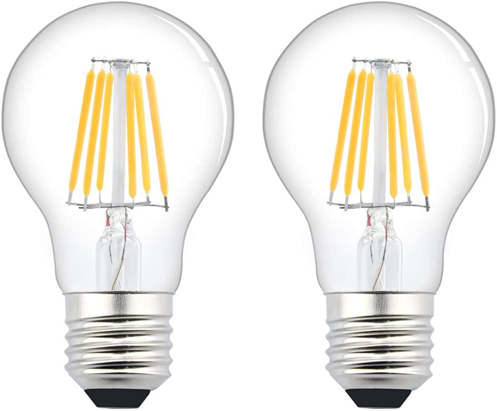 Bonlux 6W A60 E27 LED Light Bulbs AC/DC 12-24V Non-Dimmable Edison Screw LED Filament Bulb Warm White 2700K Vintage Bulb 360 Degree for RV Camper Marine Yacht Lorry (2-Pack)