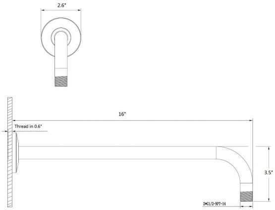 Purelux Extra Long Stainless Steel 16 Inch Replacement Shower Arm with Flange, Chrome finish - Image 4