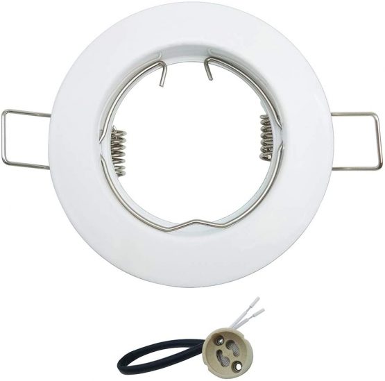 KingYH 6 Pack Round Recessed Spotlights Trim Ring Fitting GU10 Light Mounting Frame with GU10 Lamp Holder for Ceiling Spotlight MR16 and 50mm Bulb Halogen Light Fitting Silver - Image 2