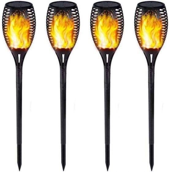 Solar Torch Light with Flickering Flame, Outdoor Solar Flame Effect Lantern, Garden Spotlights Landscape Decoration Stick Light for Patio Driveway Pathway(4 Pack)