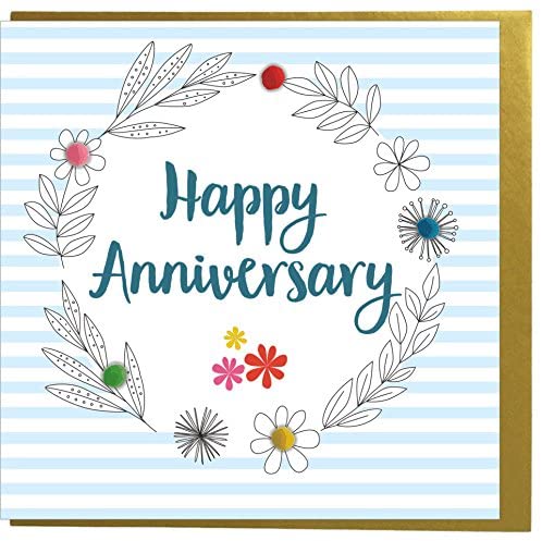Claire Giles Greeting Cards, Wedding Anniversary Card, Flower Circle Design Wedding Congratulations Greeting Card - Image 2