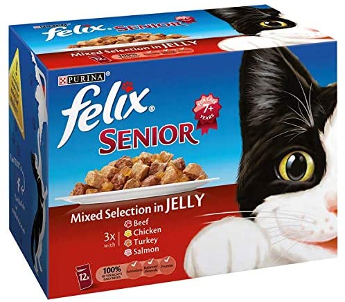 Felix Senior Fish and Meat Selection in Jelly 12 x 100 g (Pack of 4, Total 48 Pouches), 100 g (Pack of 48) - Image 2