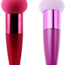 2Pcs Makeup Sponge Mushroom Facial Foundation Sponges Makeup Blending Sponge Powder Puff Makeup Tools with Handle Case for Liquid Foundation Creams and Powders