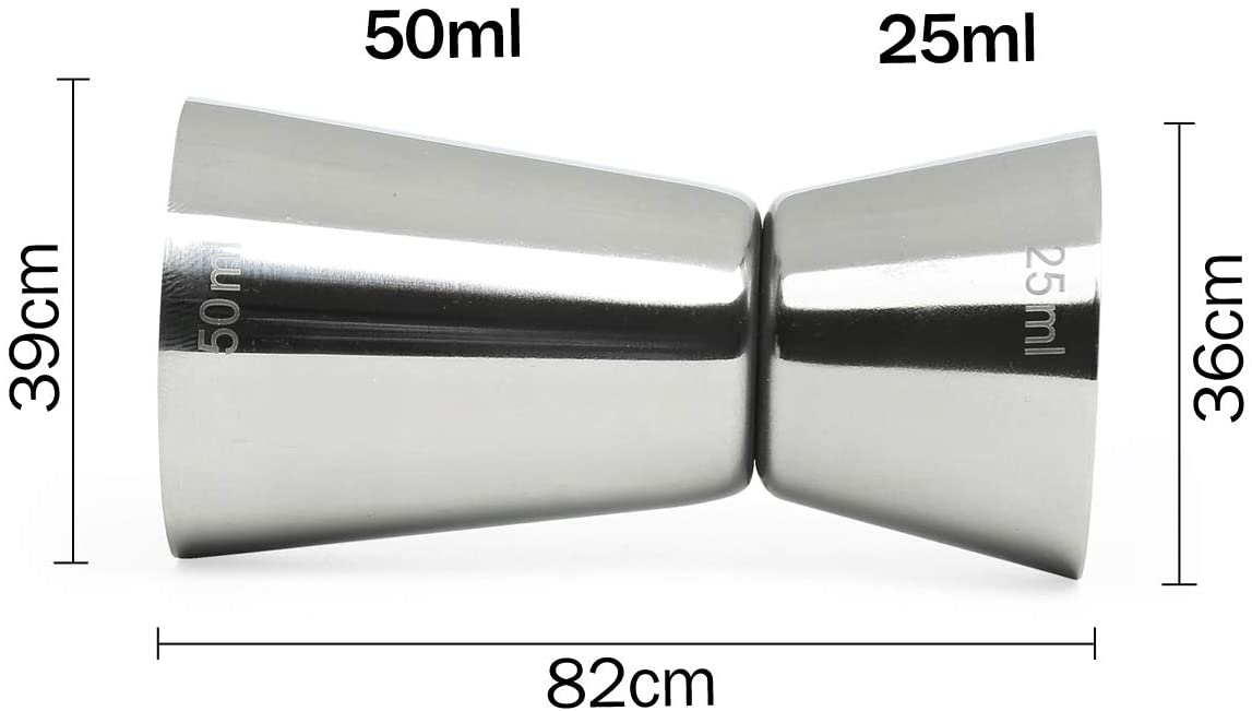 304 Stainless Steel Jigger Spirit Measure Dual Cocktail Measuring Cup 25/50ml Double-side Liquor Cocktail Mixer Cups Shot Measure for Bar Home Bartender Party Wine Drink Set of 2 by KAISHANE - Image 4