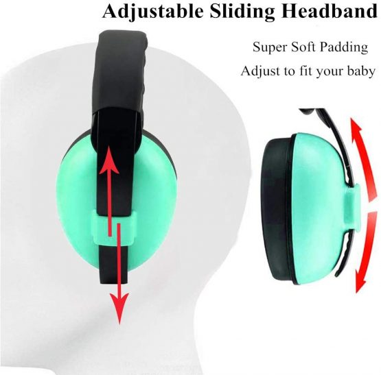 Baby Ear Defender Noise Cancelling Headphones for Kids Noise Reduction Earmuffs Adjustable Headband Hearing Protection for 0-3 Baby/Years Infant/Toddlers (Green) - Image 2