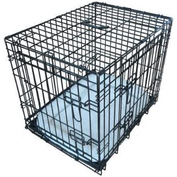 Ellie-Bo Black Deluxe XXL 48-inch Folding 2-Door Dog Cage/Crate with Metal Tray and Dog Bed Mat, 122 cm L x 79 cm W x 86 cm H