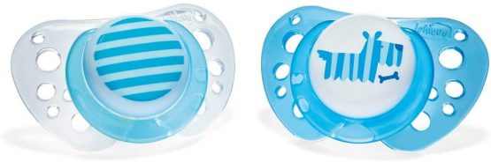 Chicco PhysioForma Air, Newborn Pacifier 0-6 Months, Latex Teat, 2 Pieces, Helps Physiological Breathing and Promotes Suitable Development of Baby's Mouth, Blue - Image 2