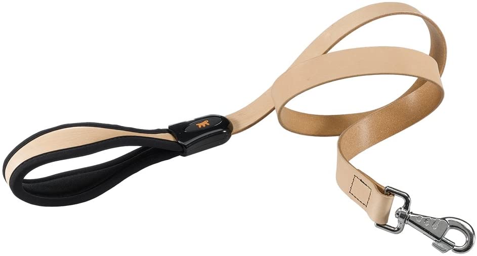 Ferplast Genuine Leather Dog Lead leather Leash with padded handle for dogs GIOTTO Length 120 cm Beige, Large
