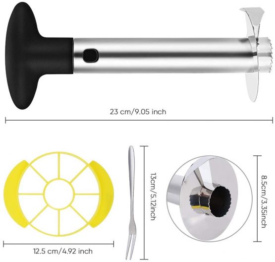 Pineapple Peeler and Corer Slicer Cutter, Stainless Steel 3-in-1 Pineapple Tools, One Detachable Wedge and 8 Fruit Forks as Bonus by OITUGG (Black) - Image 4