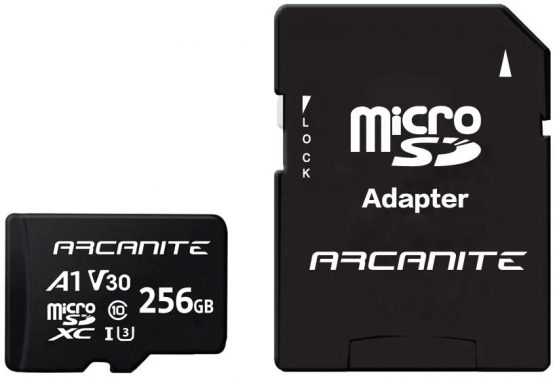 ARCANITE 256GB microSDXC Memory Card with Adapter - A1, UHS-I U3, V30, 4K, C10, Micro SD, Optimal read speeds up to 90 MB/s