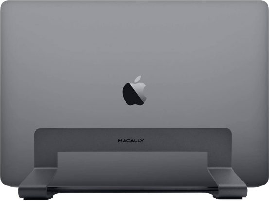 Macally VCSTAND Space Saving and Stylish Steel Stand for MacBook, MacBook Air, MacBook Pro and any Laptop between .63” and 1.19”/1.6 cm to 3 cm - Space gray - Image 3