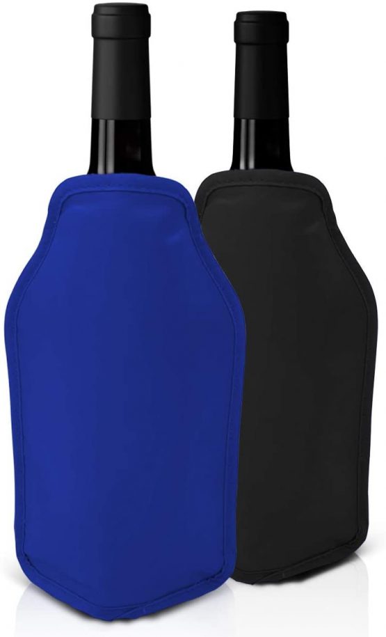 Joejis Kitchen Set of 2 Wine Cooler Sleeves - Black & Blue - Perfect for Chilling Wine & Champagne Bottles - Ideal for Dinner Parties and other events