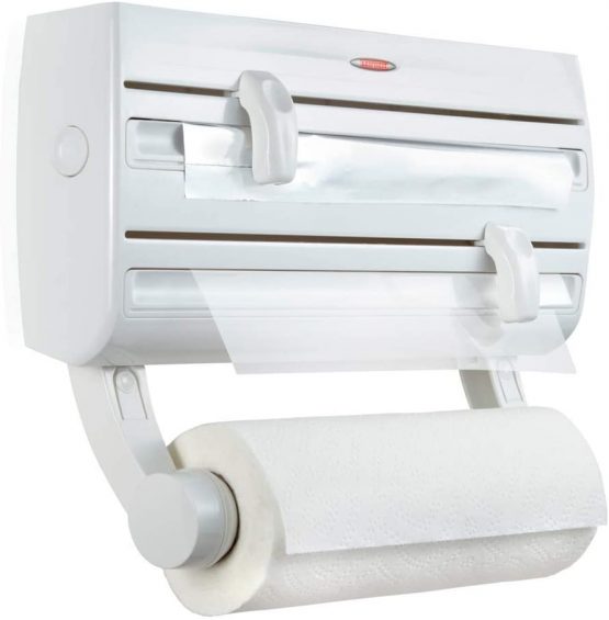 Leifheit Parat F2 ComfortLine Kitchen Roll Holder Wall Mounted Holder for Film, Foil and Kitchen Roll, Easy-Install Kitchen Roll Dispenser with Cutter