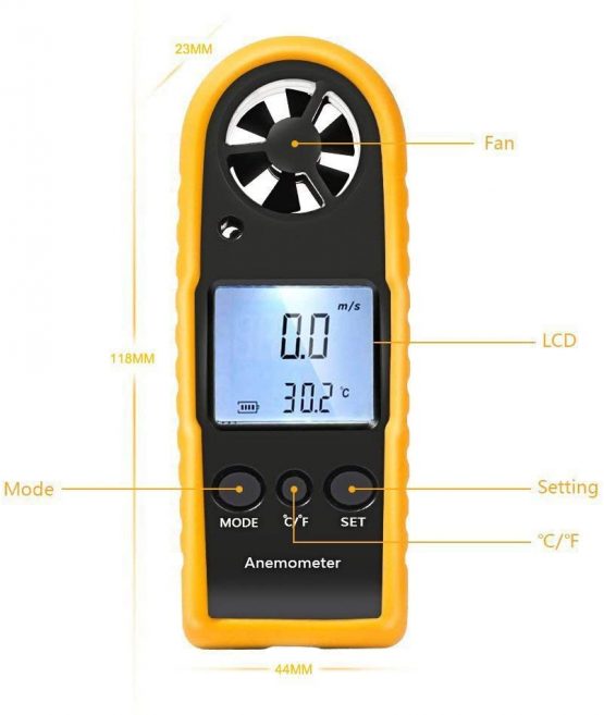 LCD Digital Wind Speed Scale Gauge Meter Anemometer Thermometer - Handheld Anemometer Measure for Sailing Fishing - Image 4