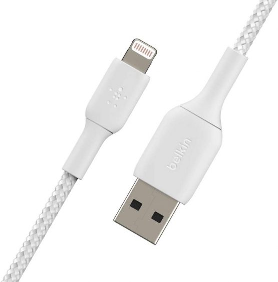 Belkin Braided Lightning Cable (Boost Charge Lightning to USB Cable for iPhone, iPad, AirPods) MFi-Certified iPhone Charging Cable, Braided Lightning Cable (1m, White) ,CAA002bt1MWH - Image 4