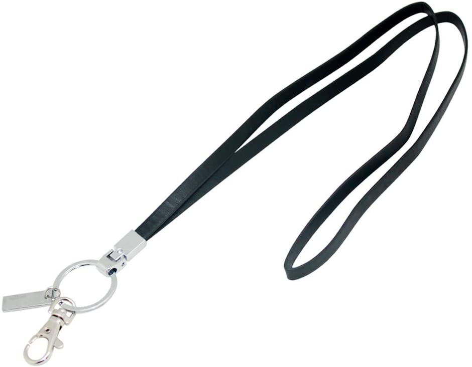 PU Leather Neck Lanyard Strap: Boshiho Office Flat Lanyard Neck Unisex with Strong Metal Clip and Keyring for Keys Card Holder ID Badge Holder USB(Black) - Image 2