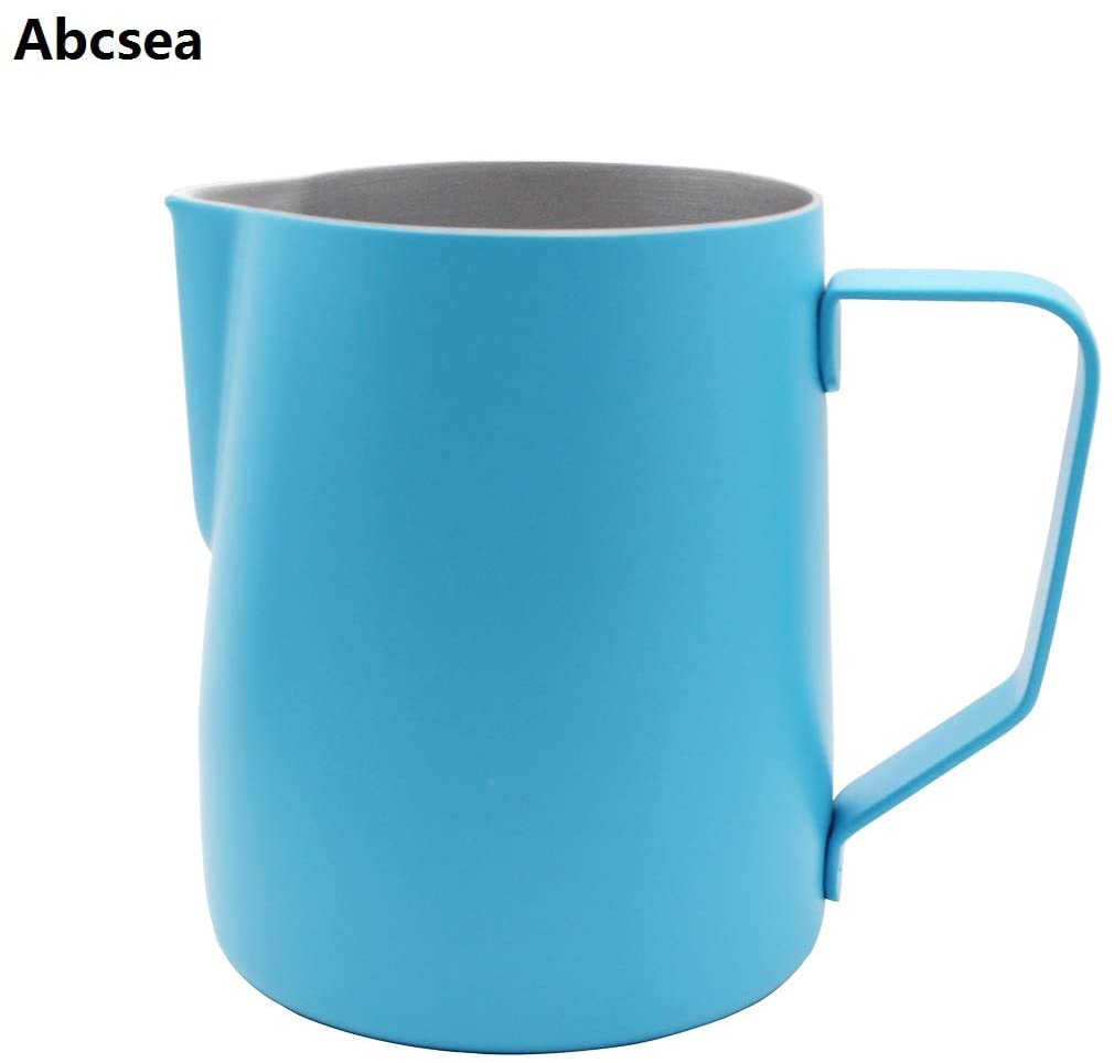 Abcsea 1 Piece Stainless Steel Milk foaming jug, Milk frother jug, Milk Frothing Pitcher jug for Coffee and Latte Art,Blue 600 ml