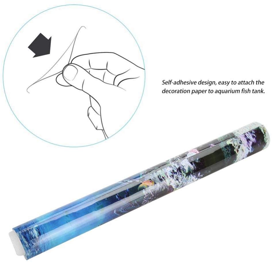 Mumusuki Aquarium Poster Underwater Marine Coral Fish Tank Background Poster Thicken PVC Adhesive Static Cling Backdrop Decorative Paper Cling Decals Sticker(91 * 41cm) - Image 4