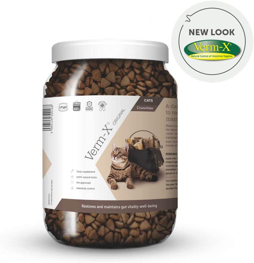 Verm-X All Natural Treats for Cats. Supports Intestinal Hygiene. Vet Approved. UFAS Assured. Restores and Maintains Gut Vitality. Wormwood Free Recipe