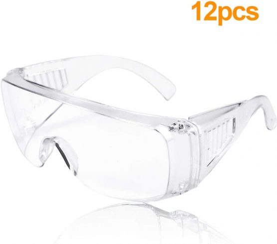 12 Pack Safety Glasses Protective Eyewear Safety Goggles Eye Protection Safety Spectacles Work Glasses with Clear Lenses Security Glasses Anti-Scratch/Anti Dust/Wind