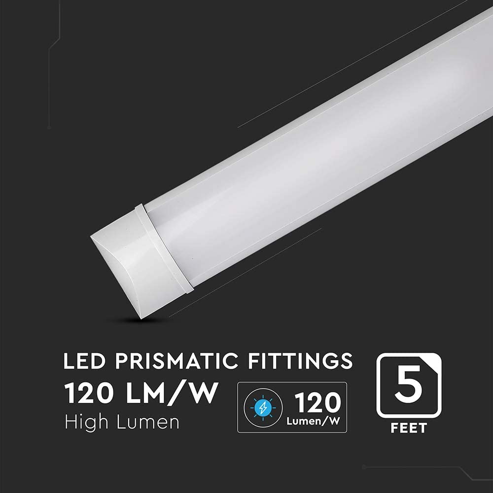 V-TAC 50W 5ft LED Batten Fittings Integrated Tube Lamp 4000K Day White 1500x74x24mm Wall and Ceiling Lighting 30000h Long Lifespan - Image 3