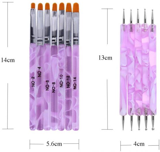 EBANKU 13 PCS Nail Art Brushes Pens Tools Set for Gel Nails, Acrylic Nail Art Dotting Pen Professional for Gel Nail False Tips Designing Painting Detailing - Image 2