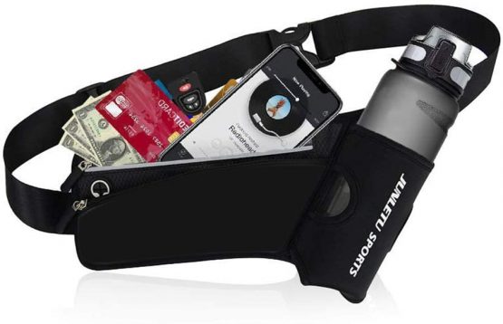 mefound Running Belt with Water Bottle Holder Reflective BumBag Cycling Fanny Pack Fit 7" Cell Phone Waist Bag for Runner Marathon Fitness Hiking and Riding