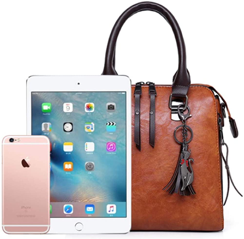 Segater® Women Fashion Handbag+Shoulder Bag+Purse+Card Purse Faux Leather Tote 4 Pieces, Black - Image 3