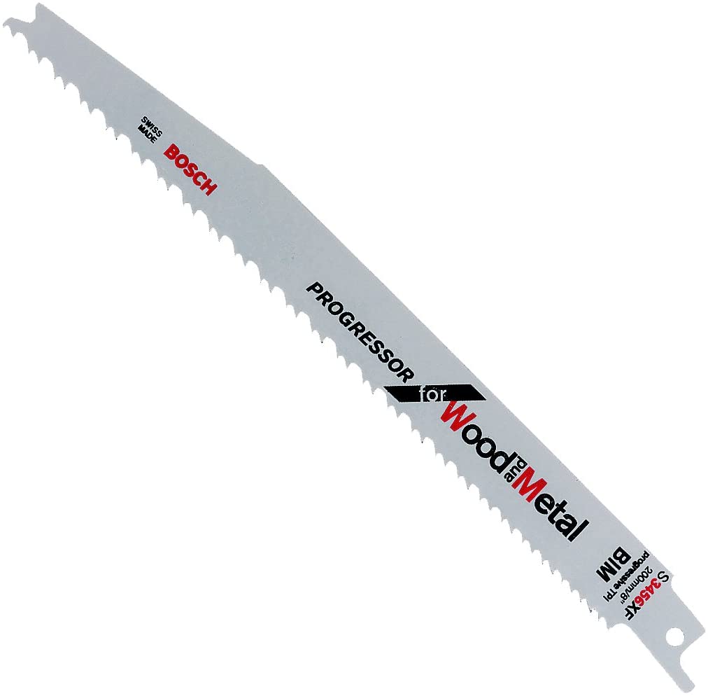 Bosch Professional 100 pieces Sabre Saw Blade S 3456 XF Progressor for Wood and Metal (Length 200 mm, sabre saw accessories)